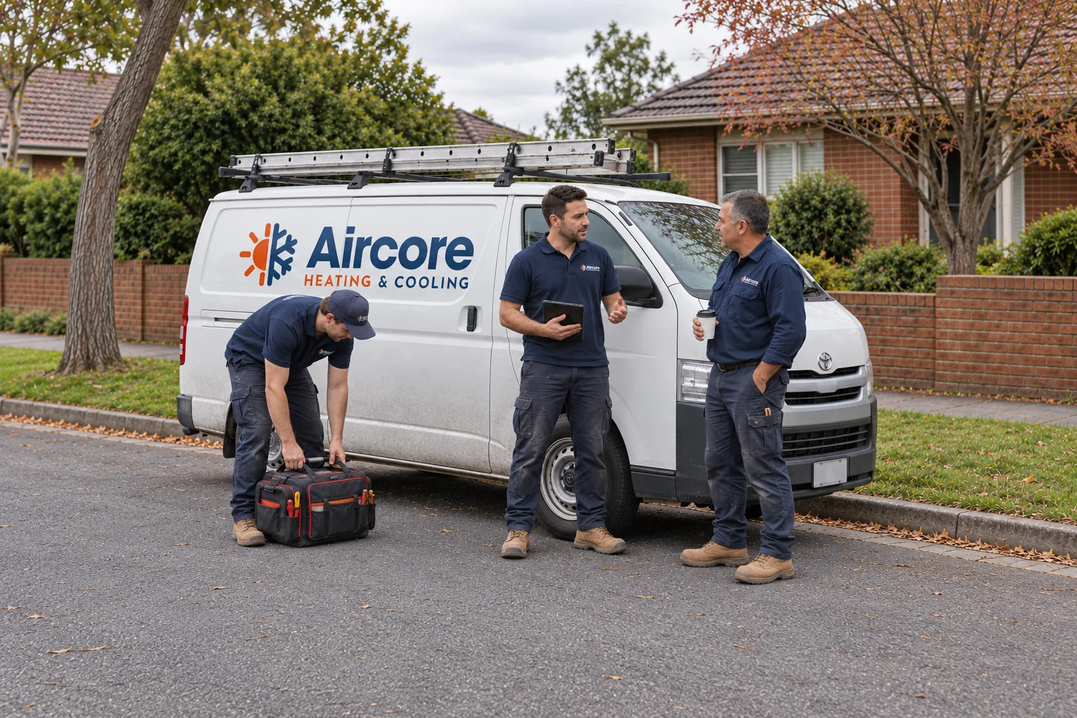 The Aircore team at their van before a job in a Melbourne street